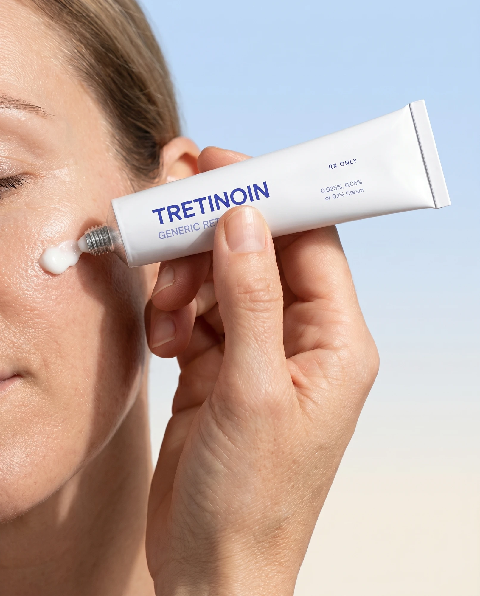 Applying prescription tretinoin cream